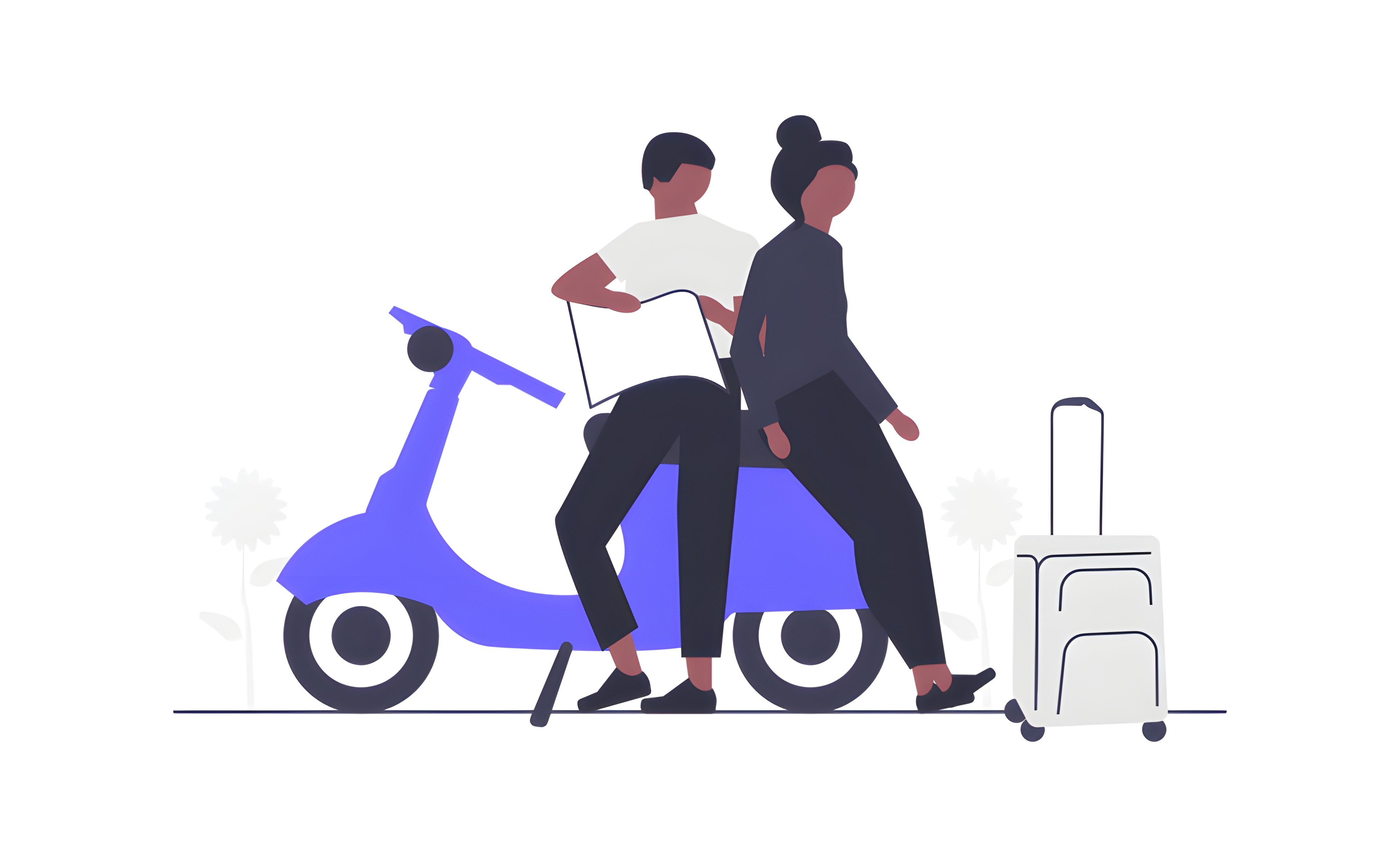 Travellers with bike and luggage